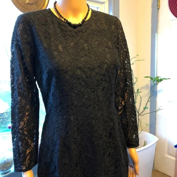 NWOT J.Crew women Black Lace Midi Dress Zip Back  Size 4/S - Picture 8 of 11